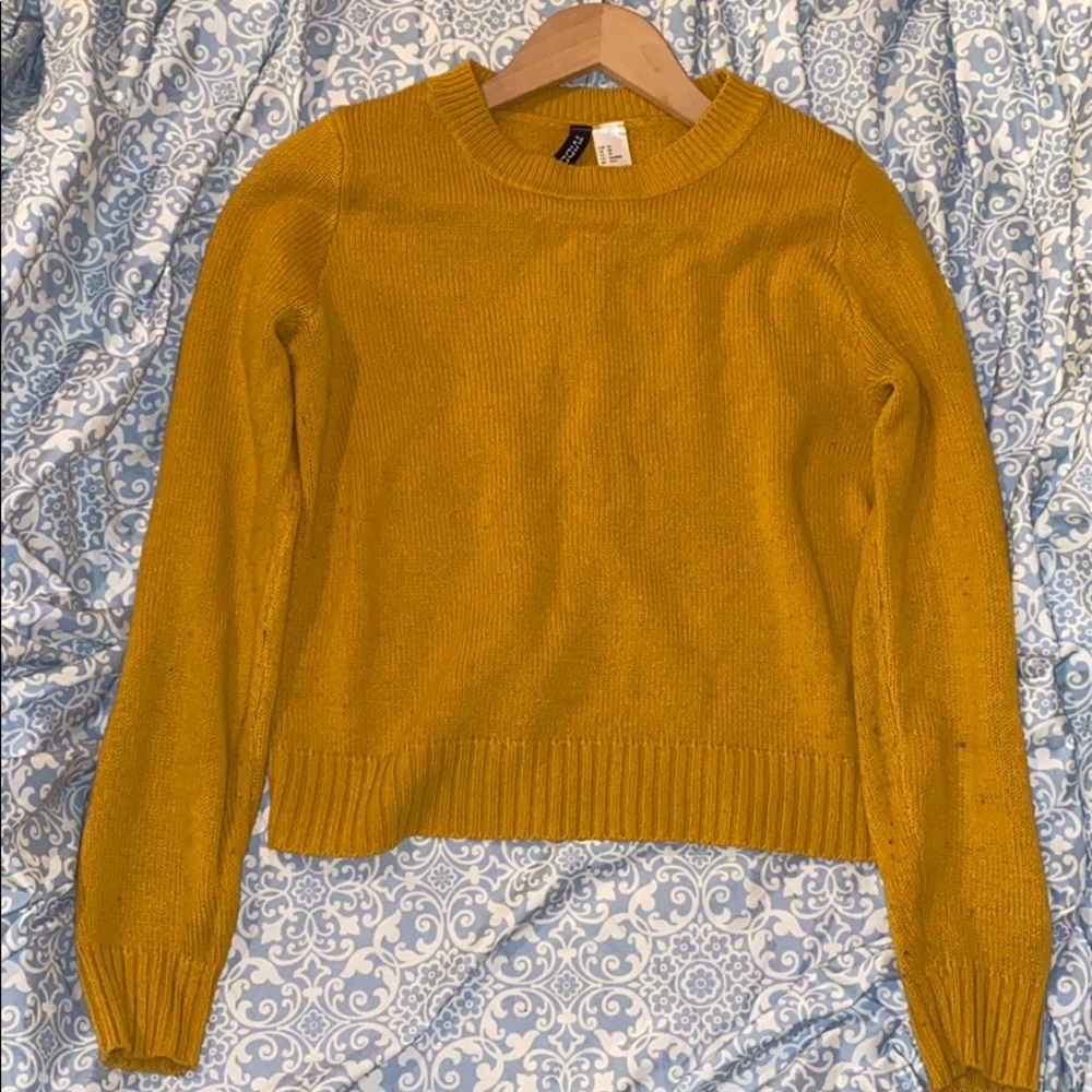 Mustard yellow sweater.